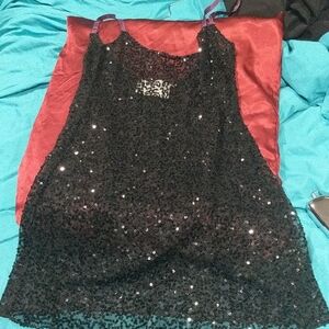 Lush Black Sequin Mini Dress
